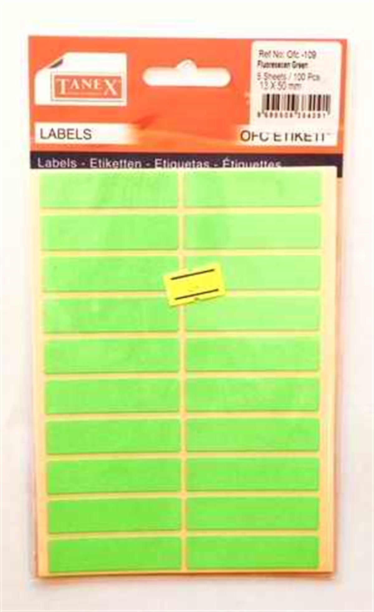 Tanex Ofc-109 Flo Yesil Ofis Etiketi 5Li Paket