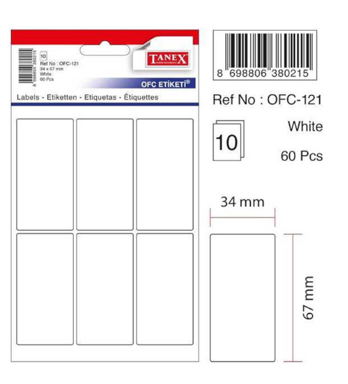 Tanex Ofc-121 Beyaz Ofis Etiketi 