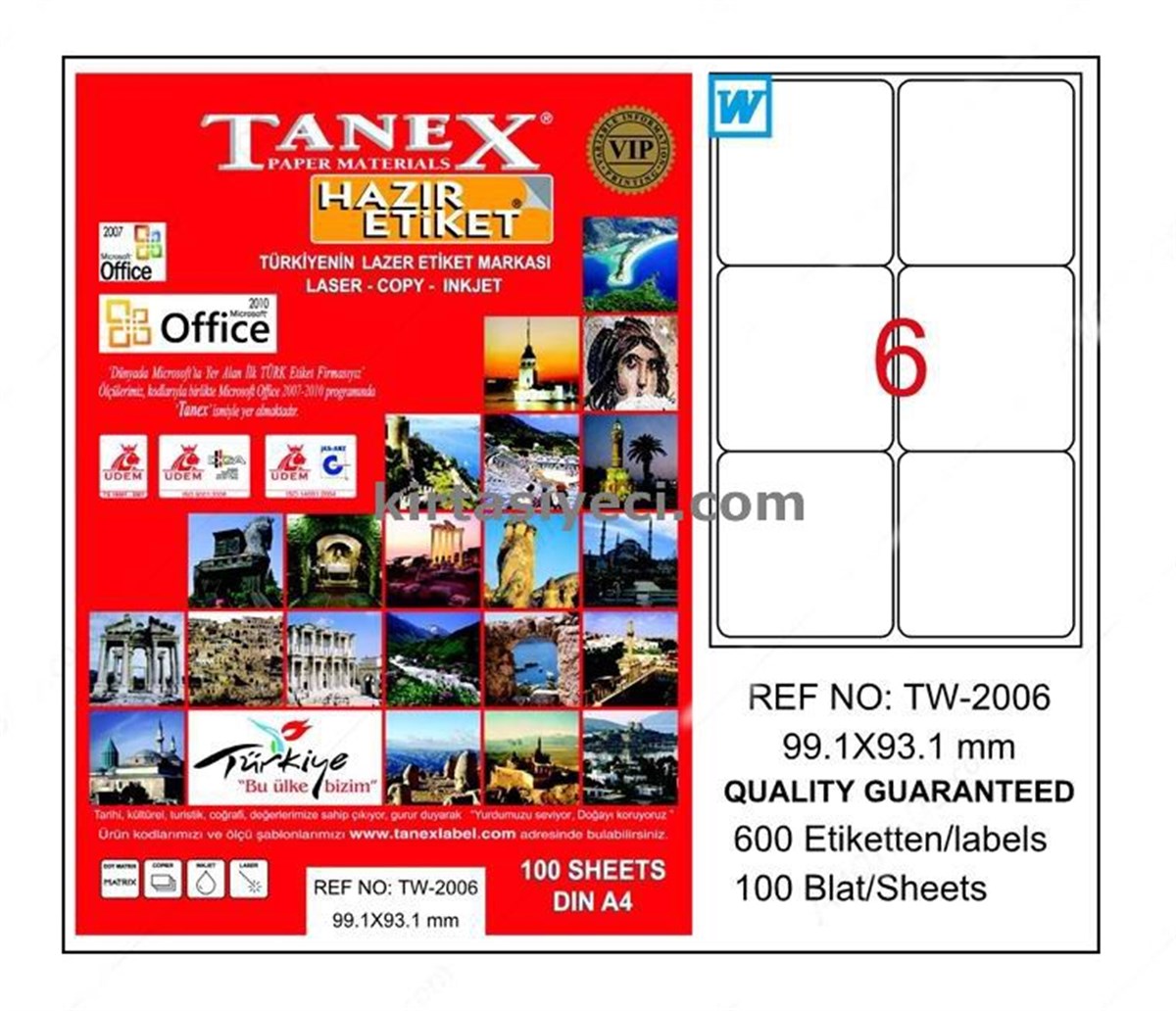 Tanex Tw-2006 99,1X93,1Mm Laser Etiketi 