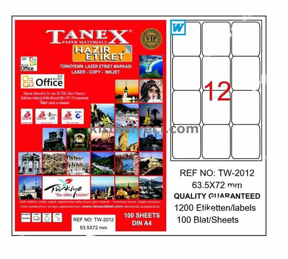 Tanex Tw-2012 63,5X72 Mm Lazer Etiket