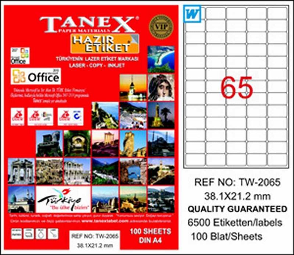 Tanex Tw-2065 38,1X21,2 Mm Lazer Etiketi