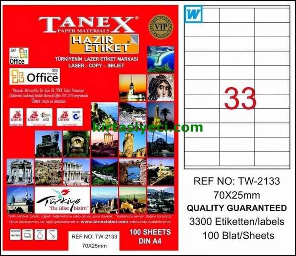 Tanex Tw-2133 70X25 Mm Lazer Etiketi 