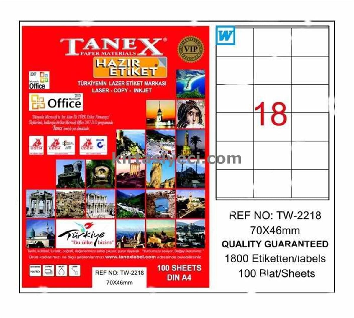 Tanex Tw-2218 70X46 Mm Lazer Etiketi 