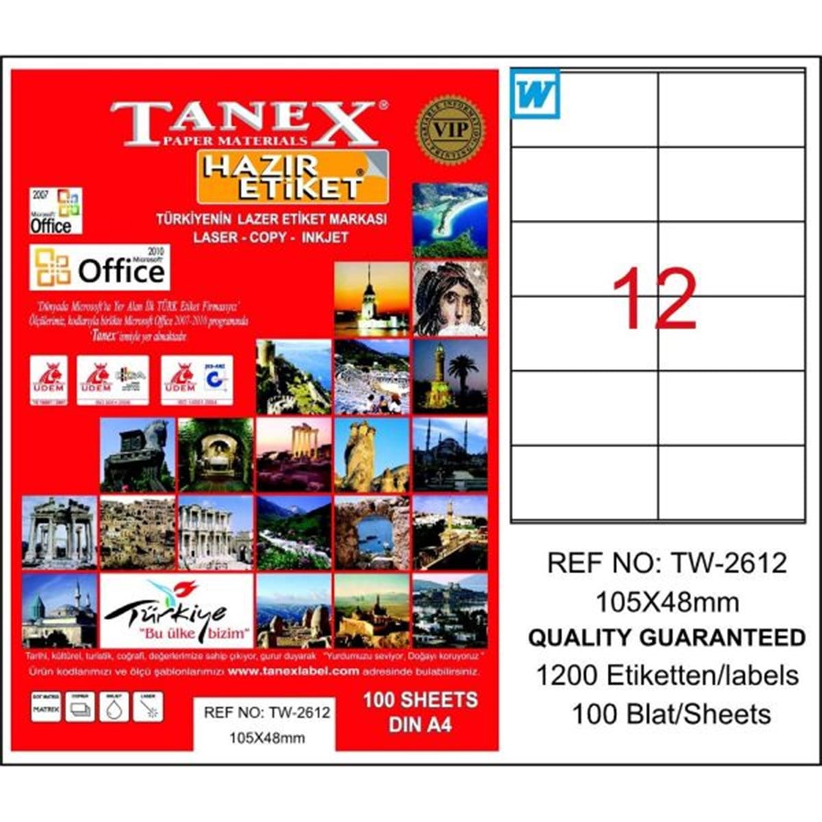 Tanex Tw-2612 105X48Mm Lazer Etiketi