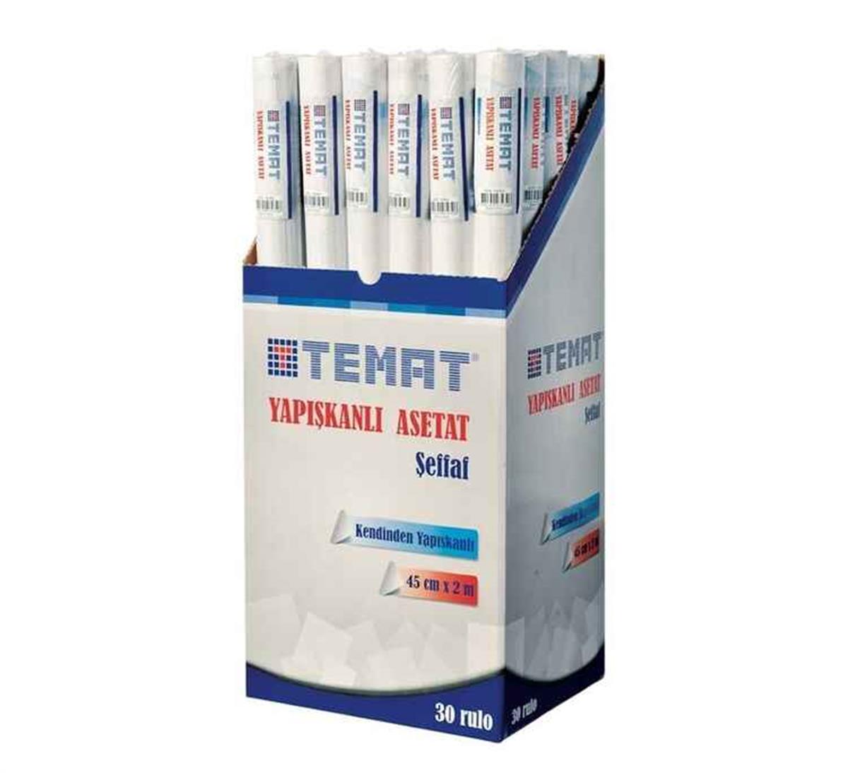 Temat Asetat Yapışkanlı Rulo 45 CM x 2 MT Şeffaf 10350