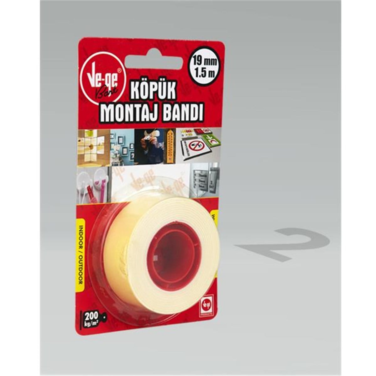 Vege Çift Taraflı Köpük Bant 19 Mm x 1,5 Mt  