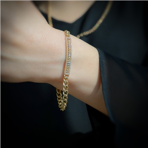 14 Ayar Altın Elişi Tarzı Klasik Model Bileklik