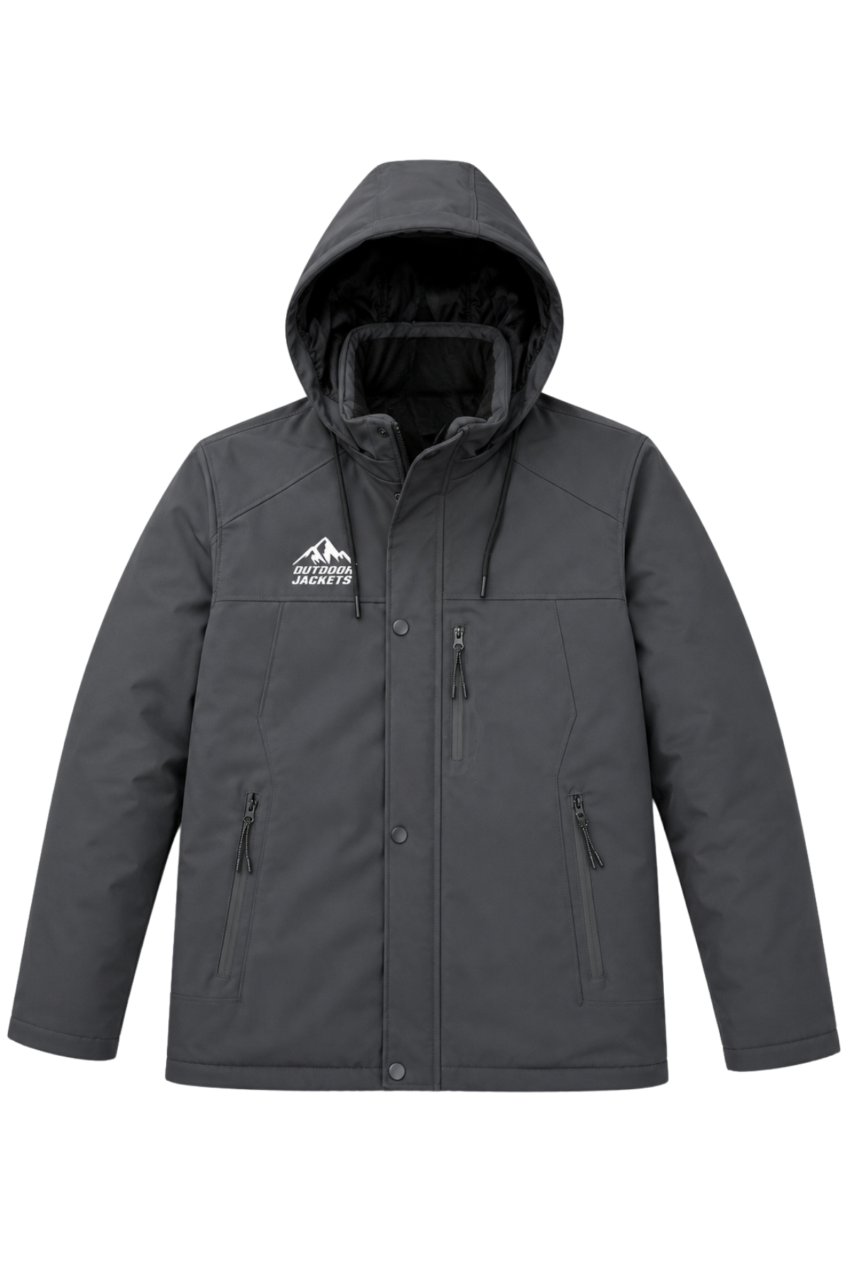 Erkek Gri Softshell Mont Kapüşonlu Kışlık Suya Dayanıklı Fermuarlı Cepli Outdoor Mont