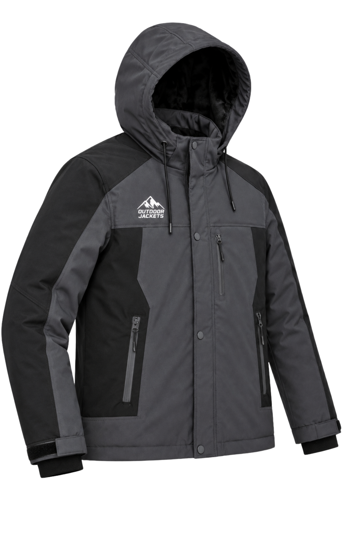 Erkek Gri Softshell Mont Kapüşonlu Kışlık Suya Dayanıklı Fermuarlı Cepli Outdoor Mont