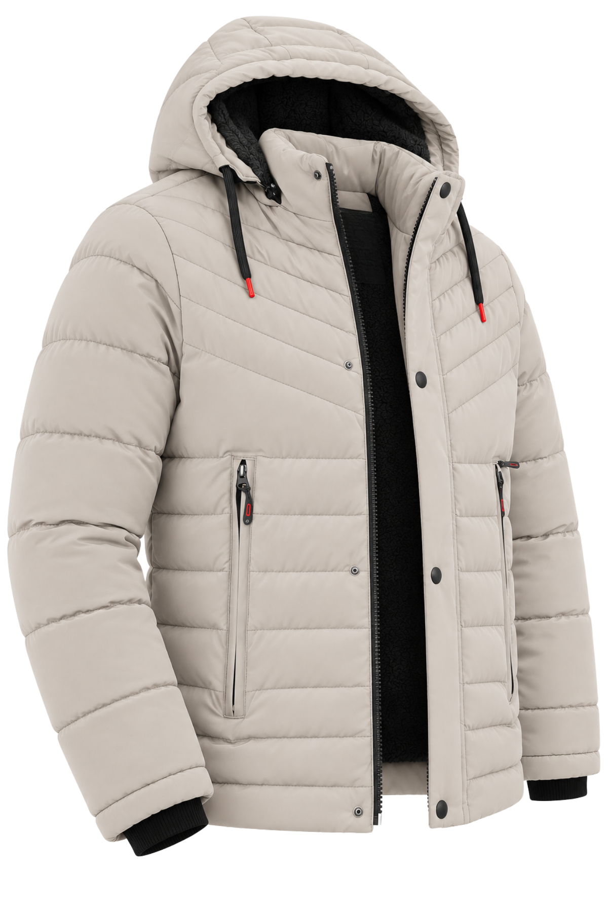 Erkek Krem Erkek Outdoor Su Geçirmez Kapüşonlu Kışlık Kaban – Rüzgar ve Yağmura Dayanıklı  Mont&Kaban