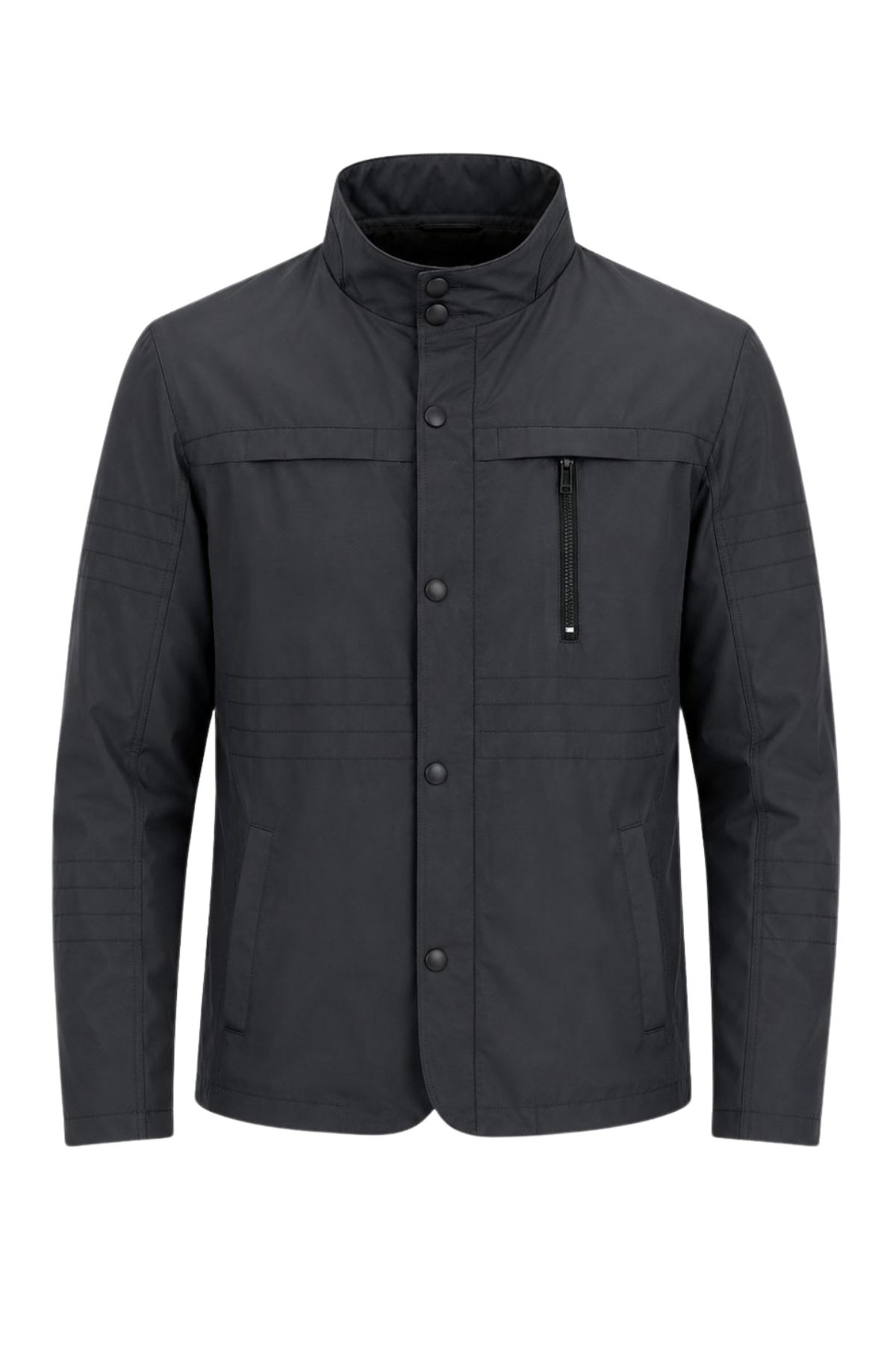 Erkek Gri Hakim Regular Uzun Mevsimlik Pamuk Polyester Karışımlı Safari Mont&Ceket
