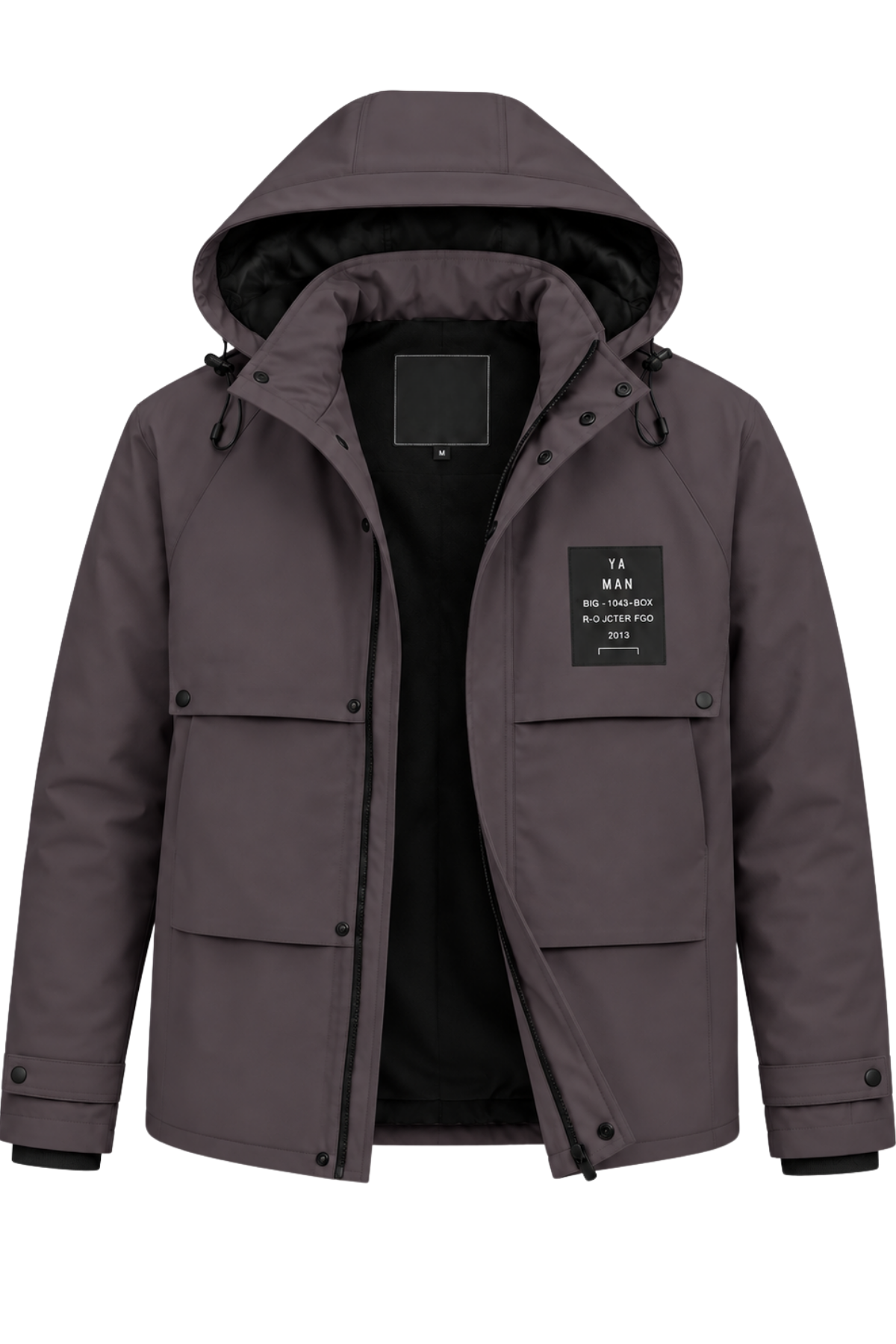Erkek Gri Kapüşonlu Kışlık Mont Suya Dayanıklı Çok Cepli Outdoor Mont&Kaban