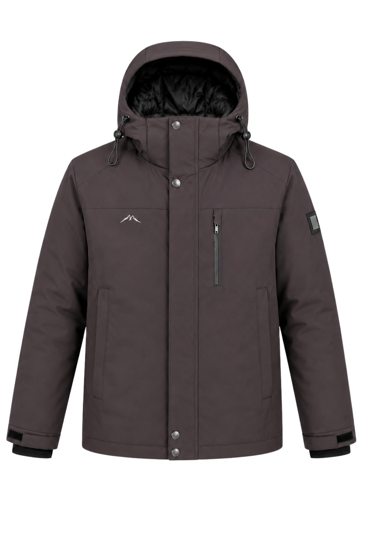 Erkek Gri Kapüşonlu Kışlık Softshell Suya Dayanıklı Fermuarlı Cepli Outdoor Mont