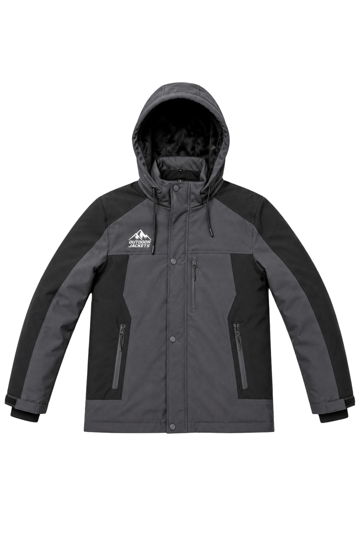 Erkek Gri Softshell Mont Kapüşonlu Kışlık Suya Dayanıklı Fermuarlı Cepli Outdoor Mont