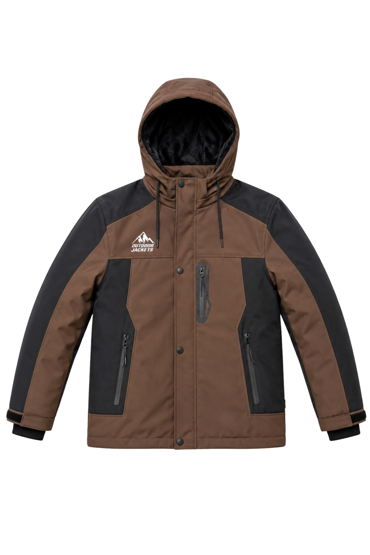 Erkek Kahverengi Softshell Mont Kapüşonlu Kışlık Suya Dayanıklı Fermuarlı Cepli Outdoor Mont