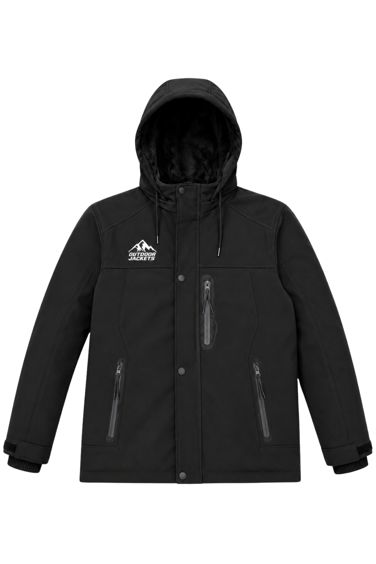 Erkek Siyah Softshell Mont Kapüşonlu Kışlık Suya Dayanıklı Fermuarlı Cepli Outdoor Mont