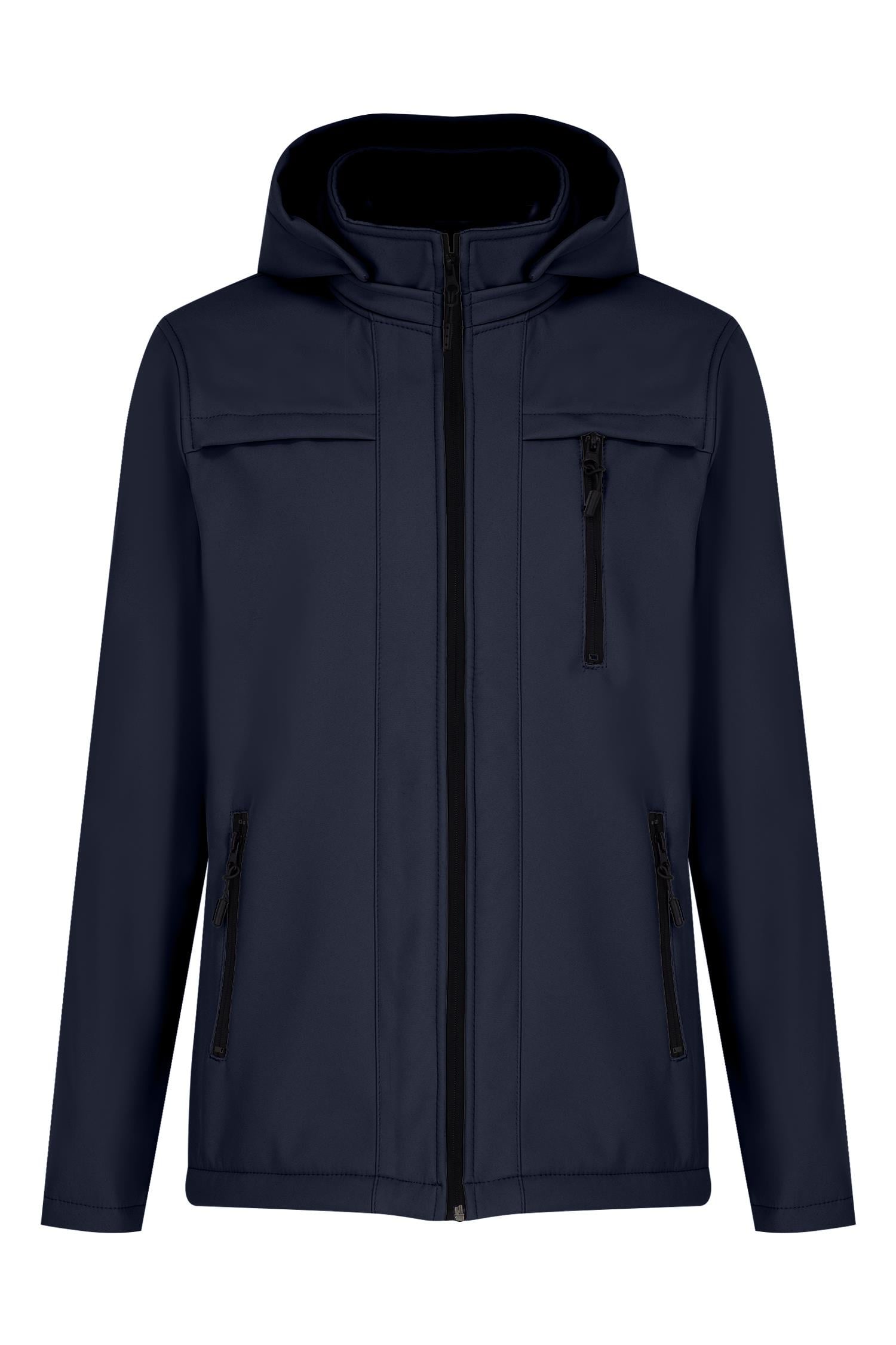 Lacivert Erkek %100 Su Geçirmez İçi Polarlı İç Çepli Çıkartılabilir Kapüşonlu Softshell Mont&Kaban 