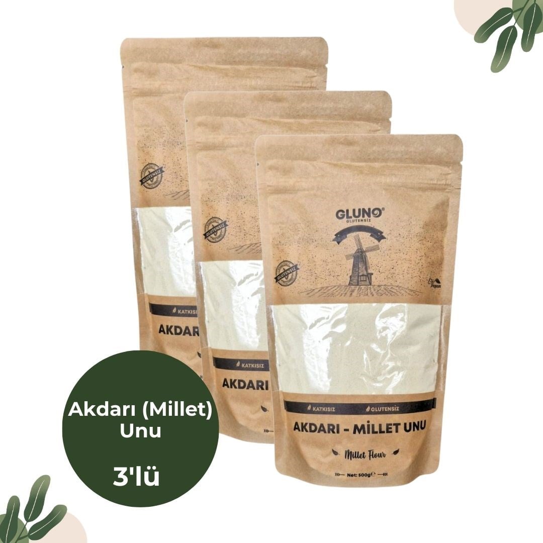 Gluno Glutensiz Akdarı-Millet Unu 500g 3'lü
