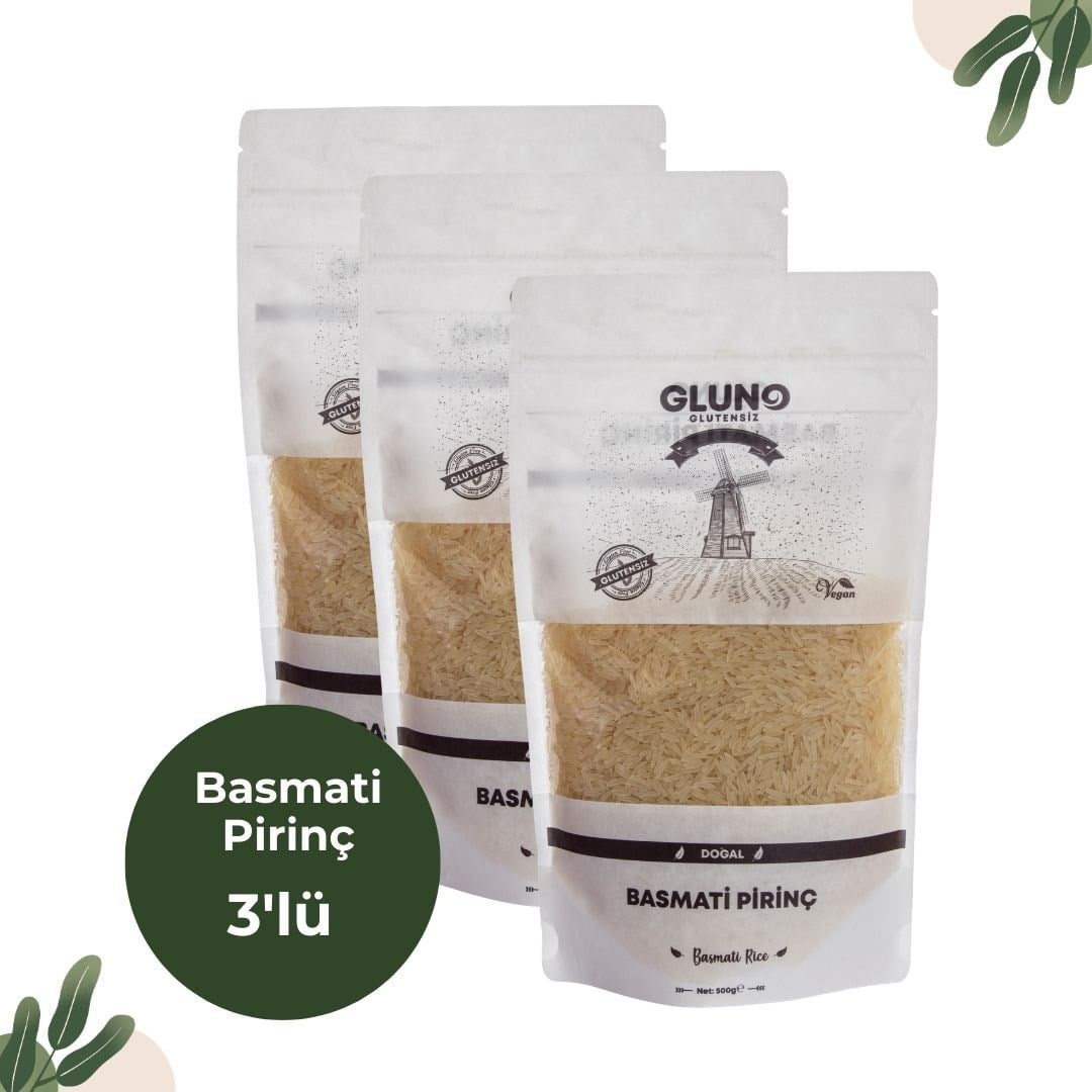 Gluno Glutensiz Basmati Pirinç 500g 3'li