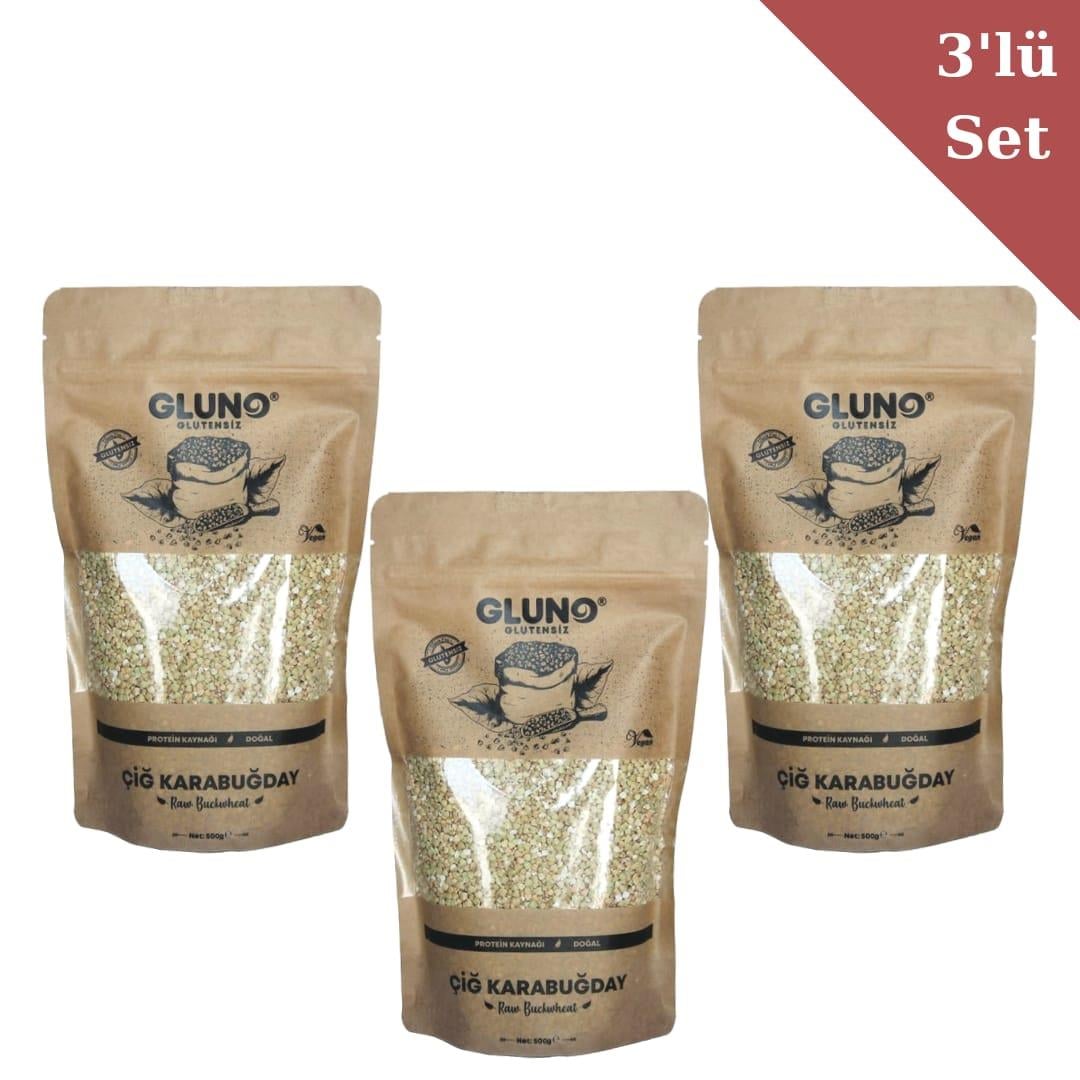 Gluno Glutensiz Çiğ Karabuğday 500 gx3 Set