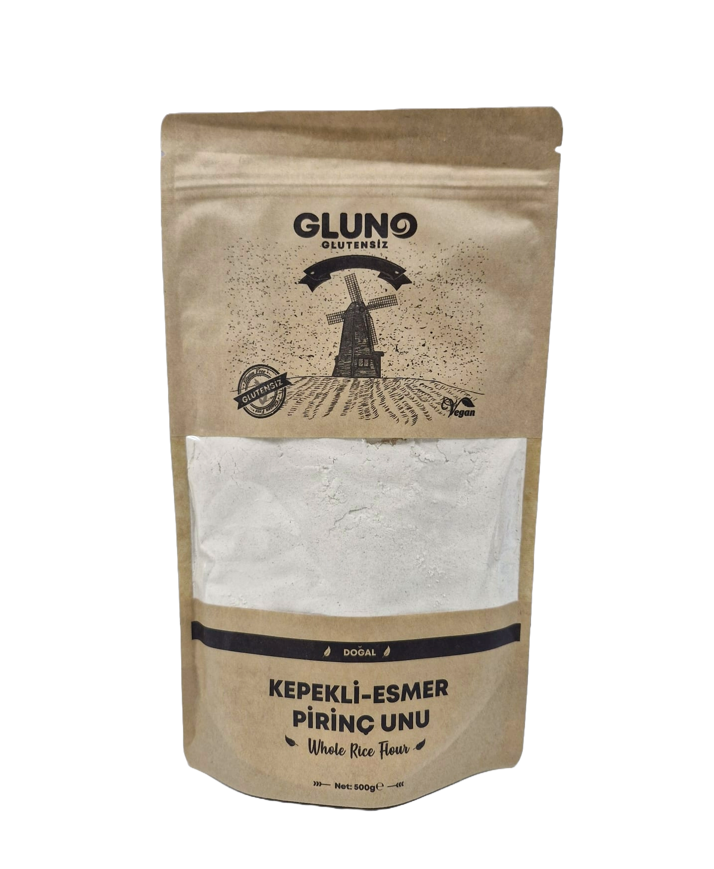 Gluno Glutensiz Kepekli-Esmer Pirinç Unu 500 gr