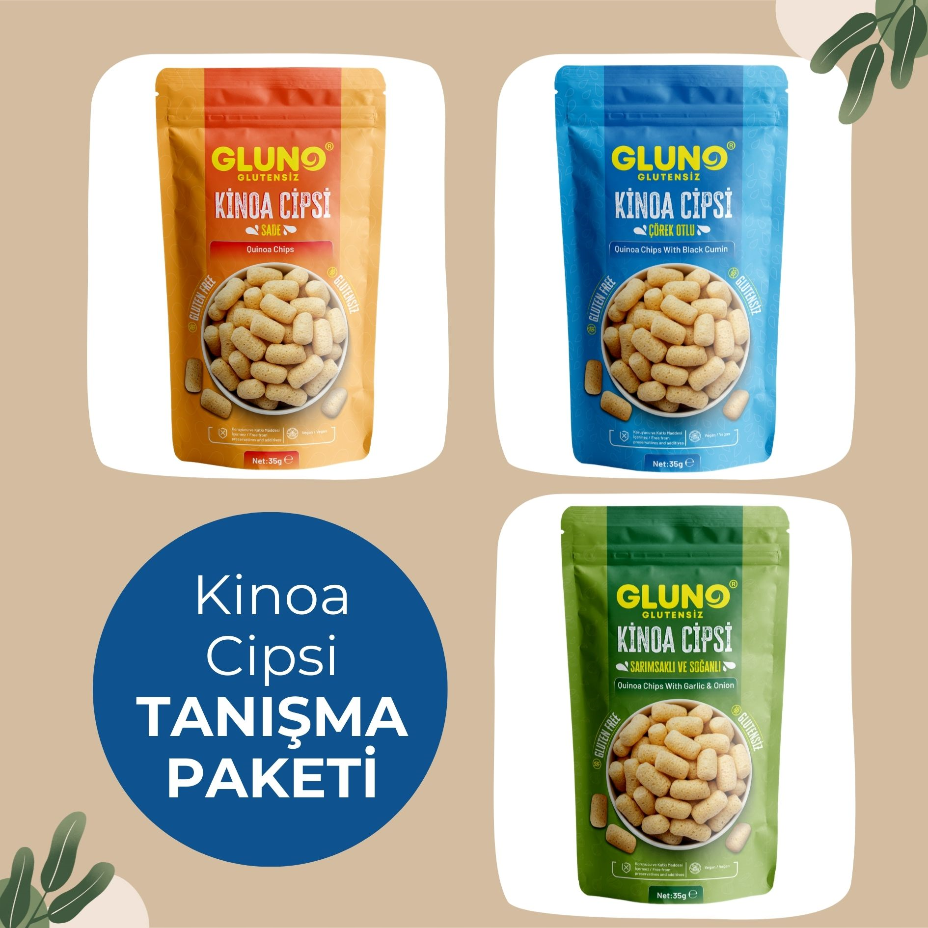 Gluno Glutensiz Kinoa Cipsi Tanışma Paketi