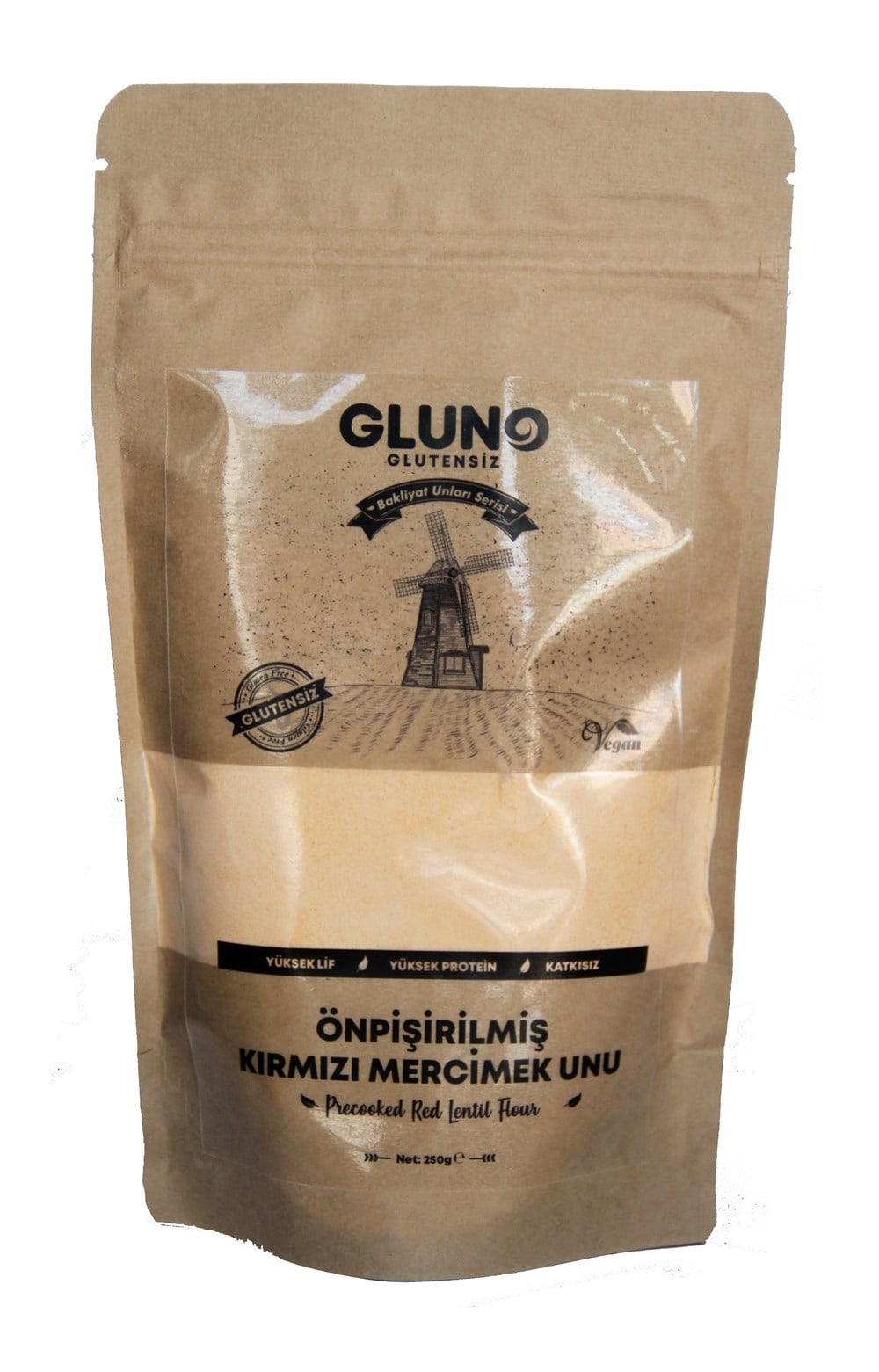 Gluno Glutensiz Önpişirilmiş Kırmızı Mercimek Unu 250 gr