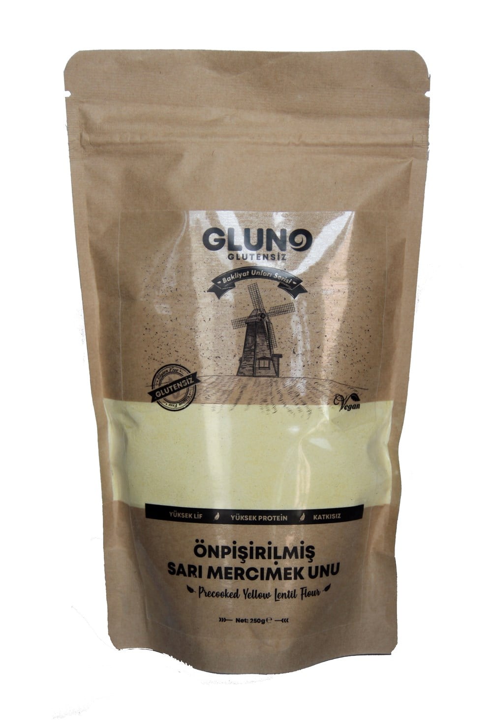 Gluno Glutensiz Önpişirilmiş Sarı Mercimek Unu 250 gr