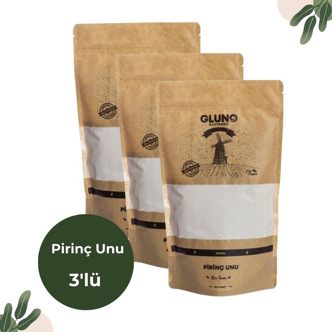 Gluno Glutensiz Pirinç Unu 500 gr 3'lü