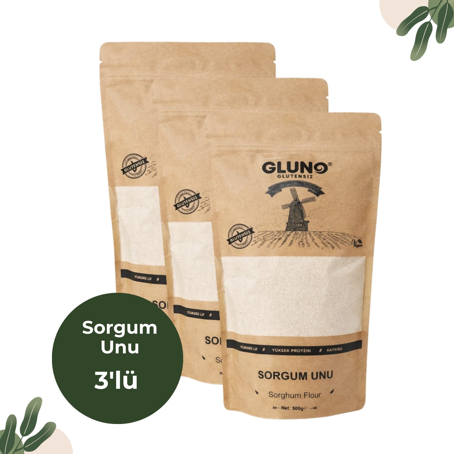 Gluno Glutensiz Sorgum Unu 500 gr 3'lü
