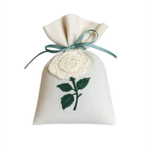 Beyaz güllü  lavanta kesesi (8x12cm)