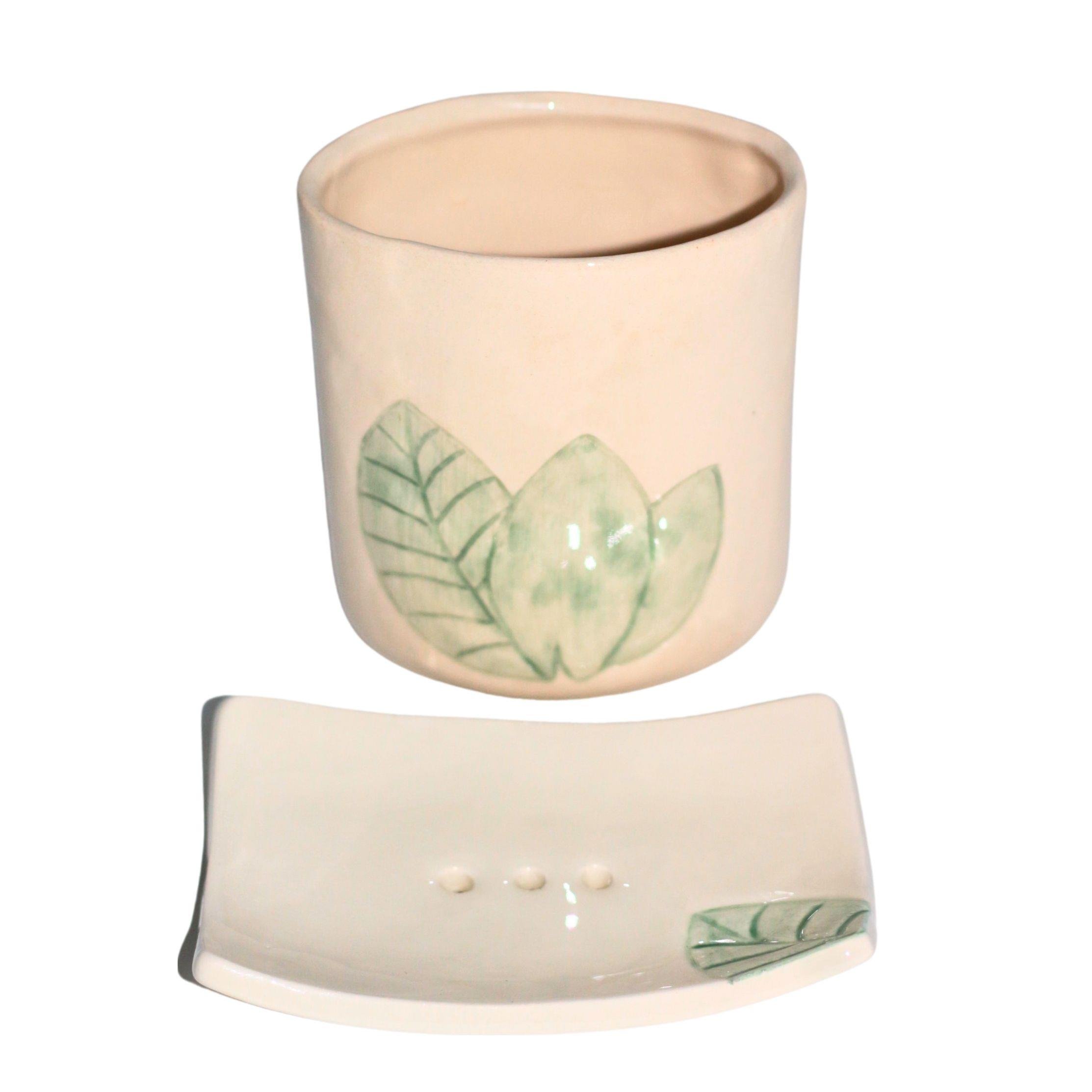 Bitişik Üç Yaprak Diş Fırçalık ve Sabunluk Seti