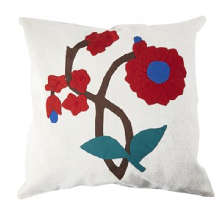Çiçek Aplike Yastık Kılıfı