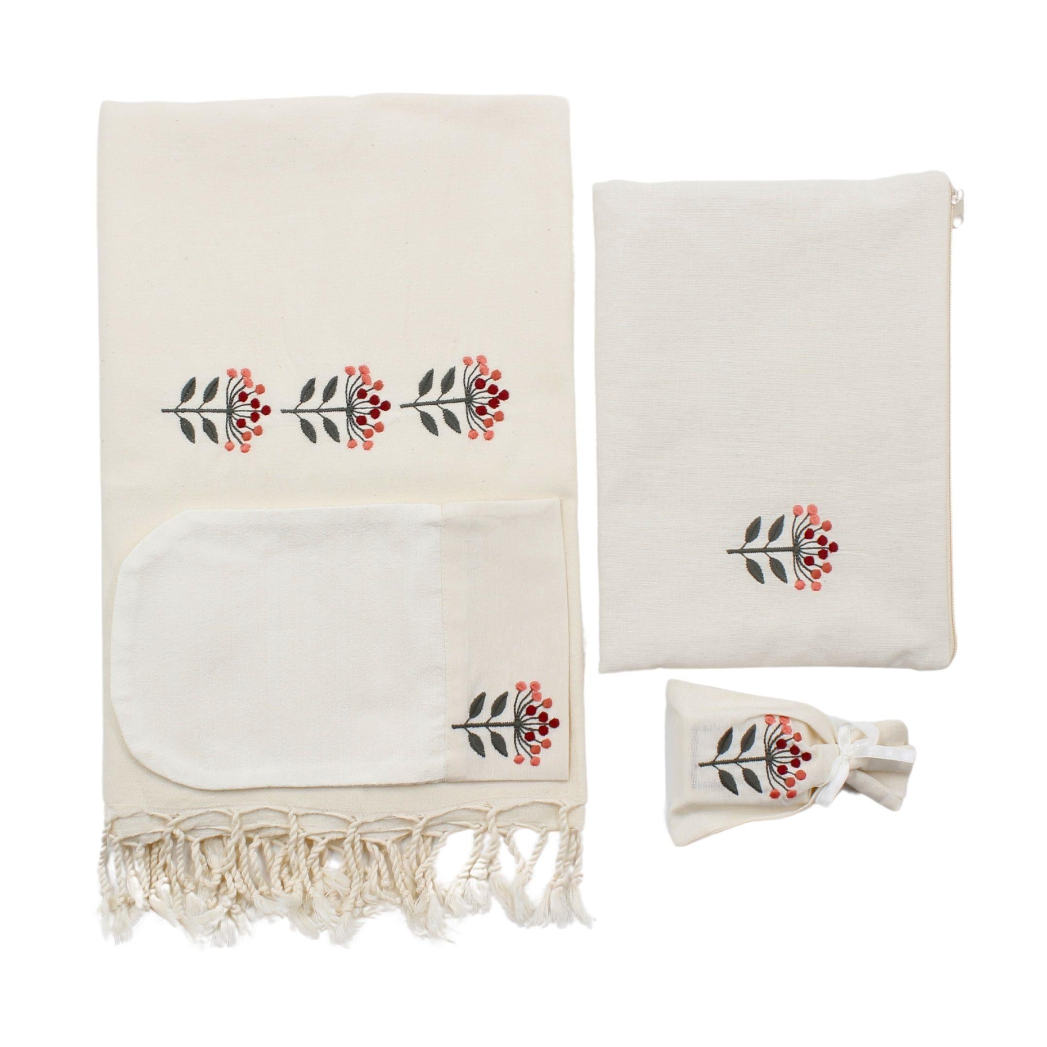 Çiçek Nakışlı Peştemal Seti