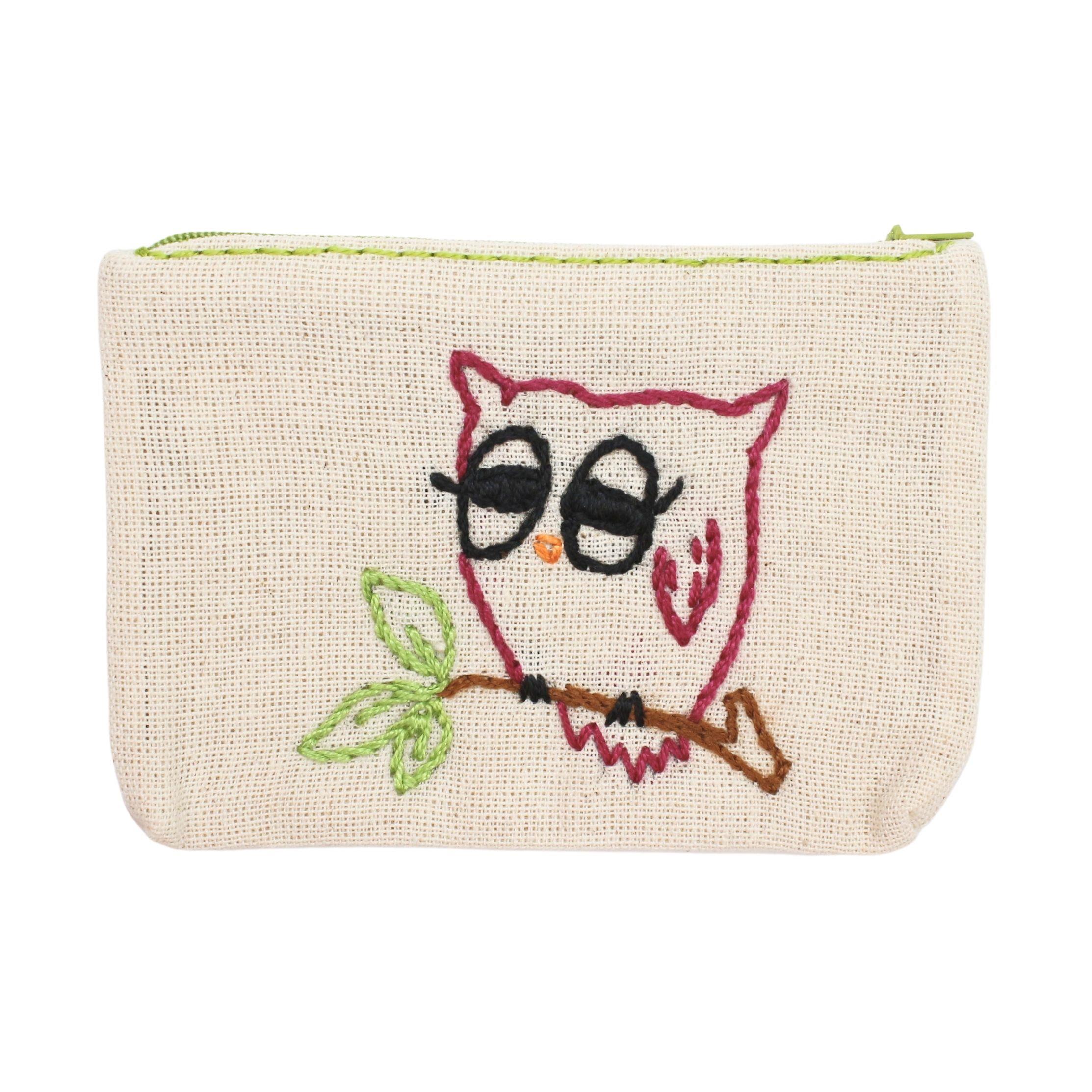 Daldaki Baykuş Nakışlı Cüzdan