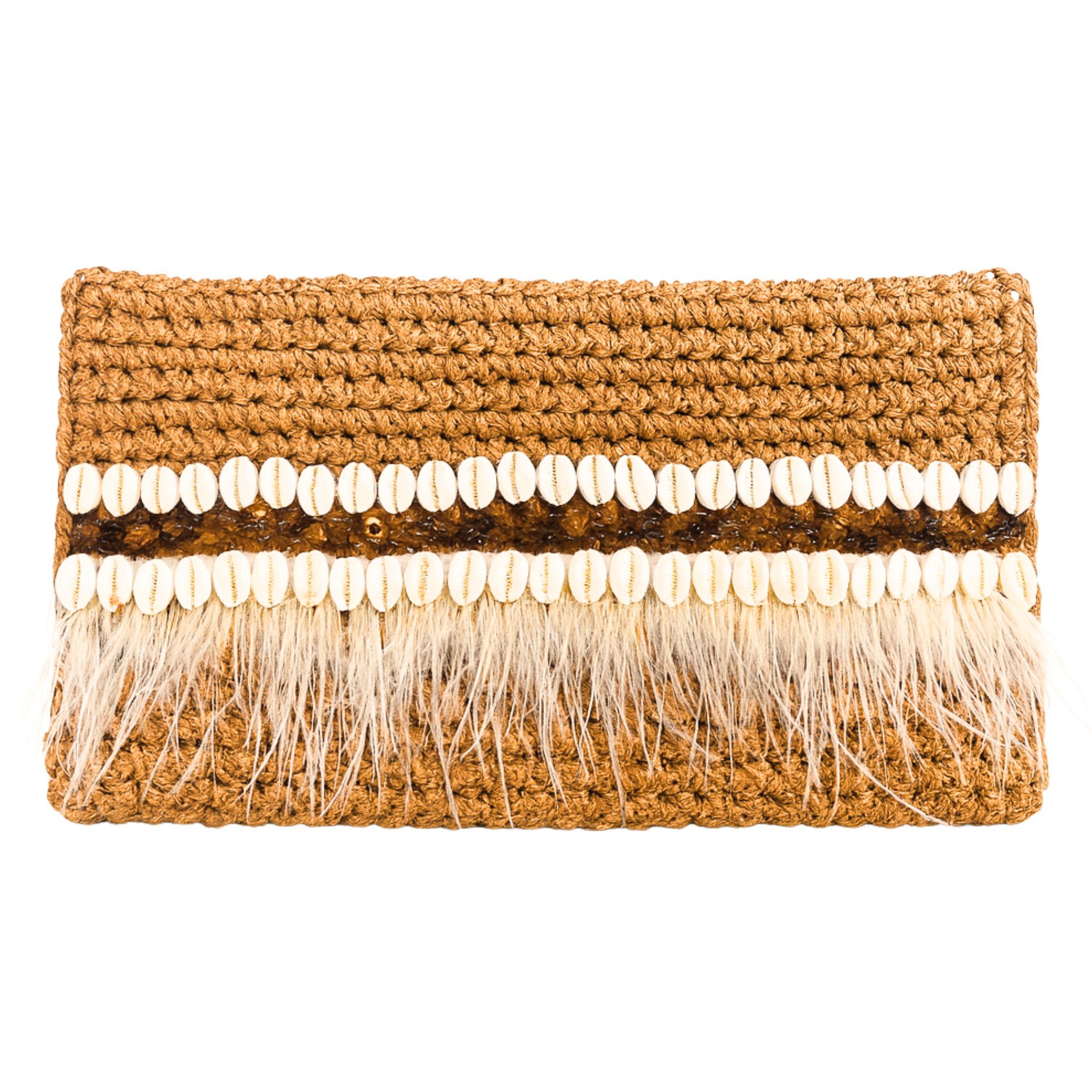 Deniz kabuklu Tüylü Portföy Çanta