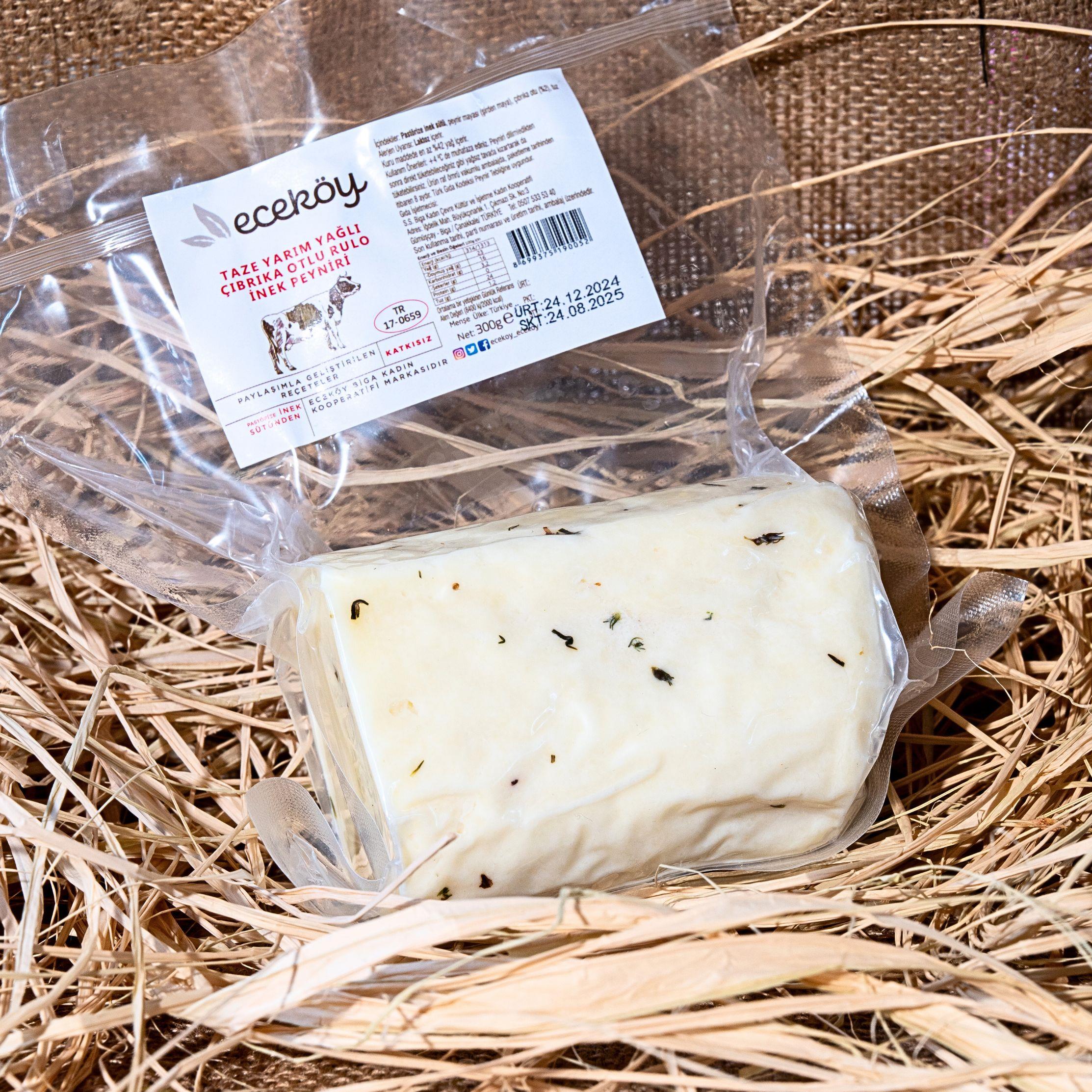 Eceköy Yarım Yağlı Çıbrıka Otlu Rulo İnek Peynir 300 G