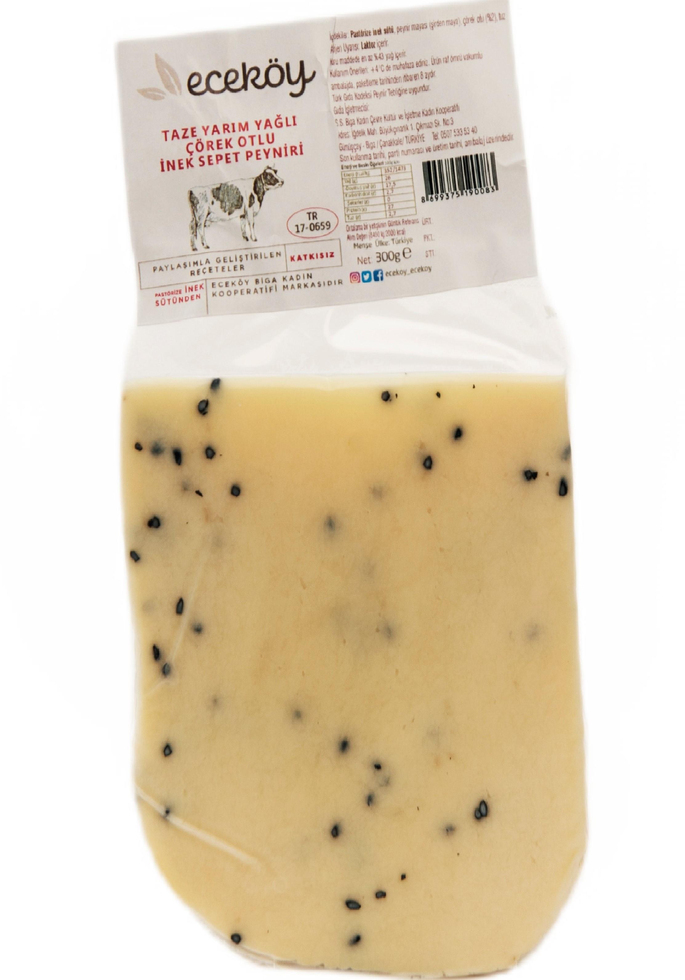 Eceköy Yarım Yağlı Çörek Otlu İnek Sepet Peyniri 300 gr