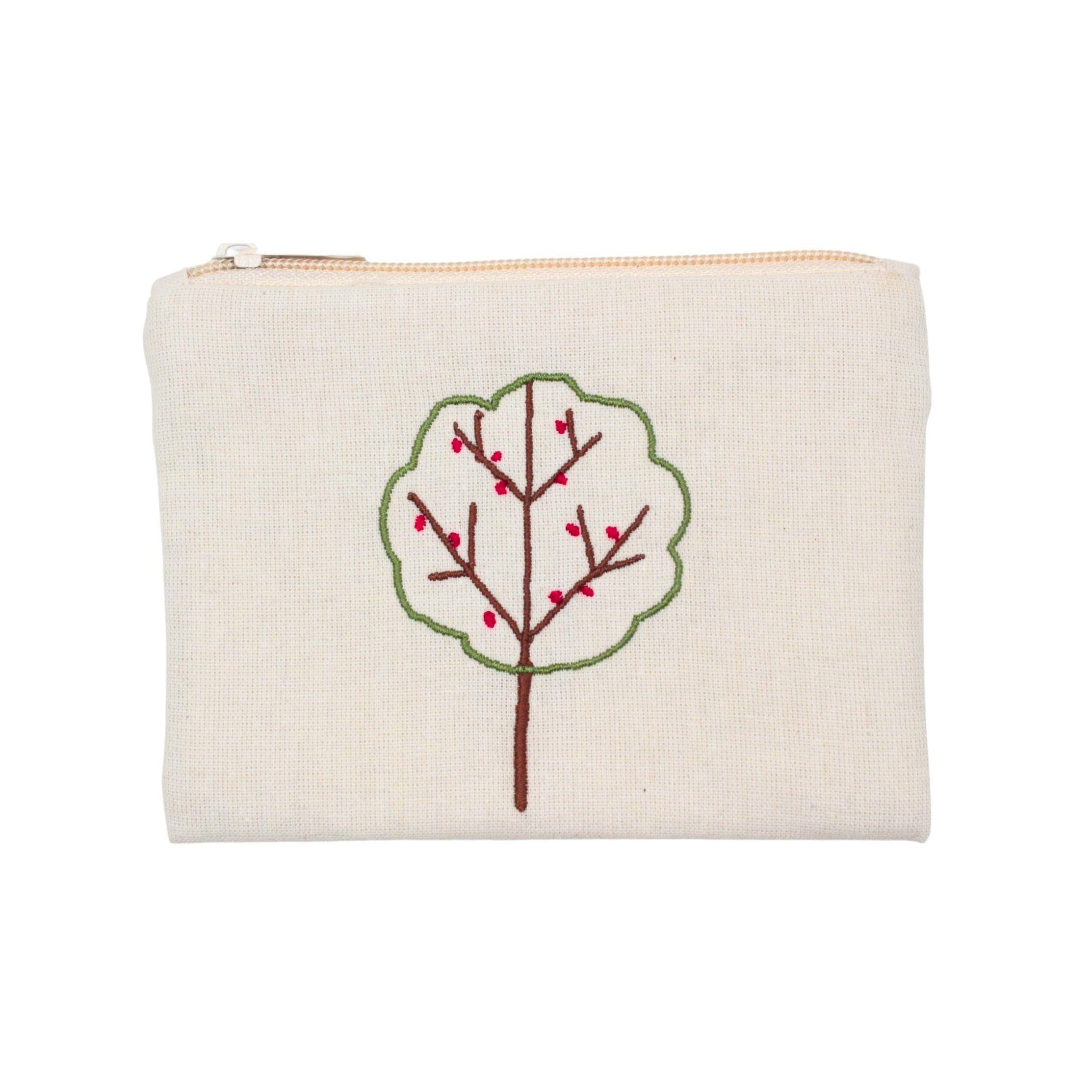 Elma Ağacı Nakışlı Bez Cüzdan