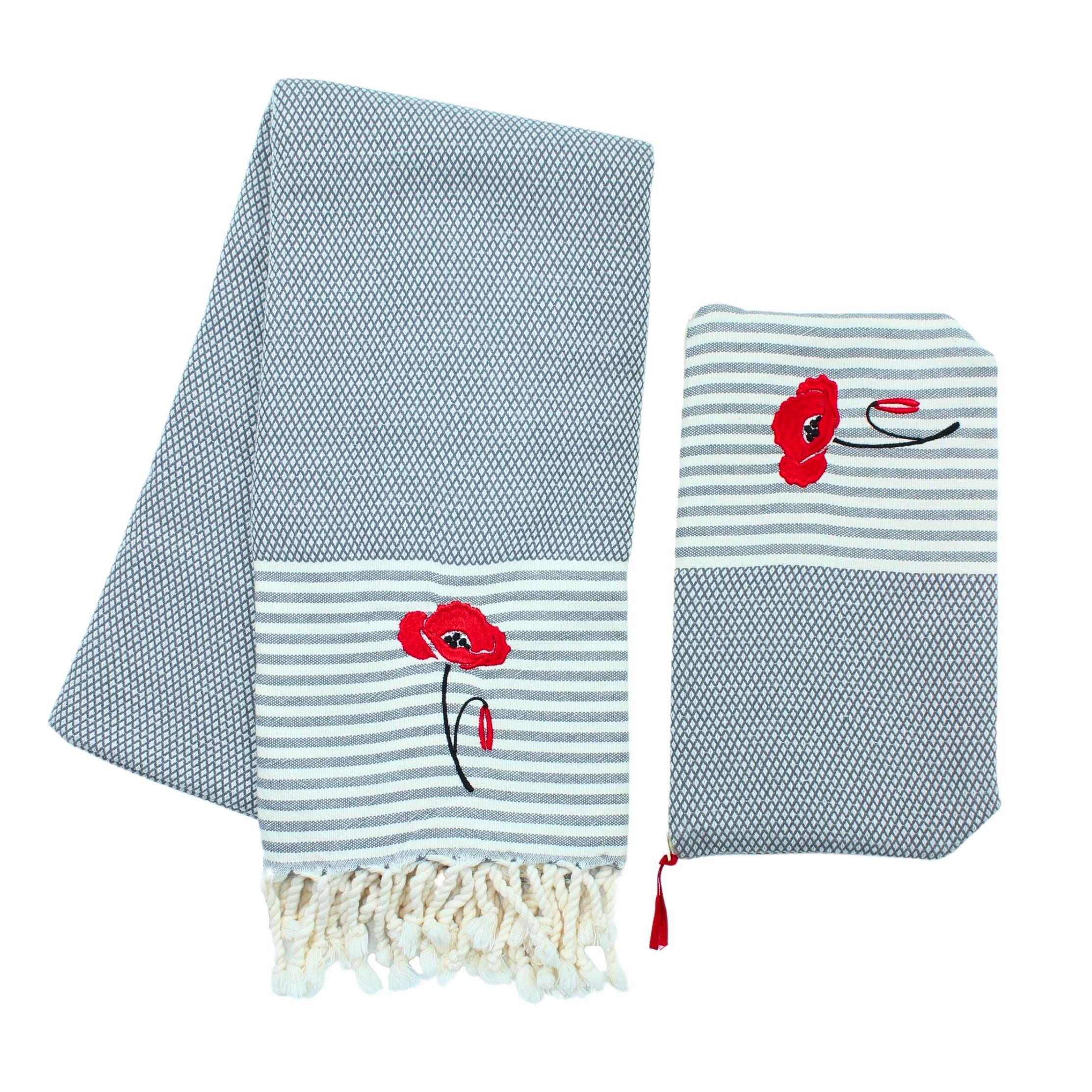 Gelincik Nakışlı Peştemal Seti Aysena