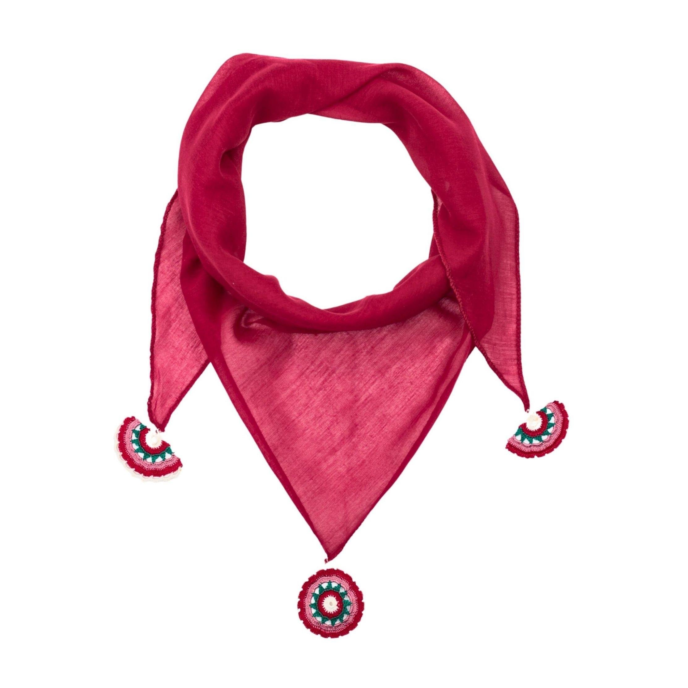 Kırmızı Oyalı Fular