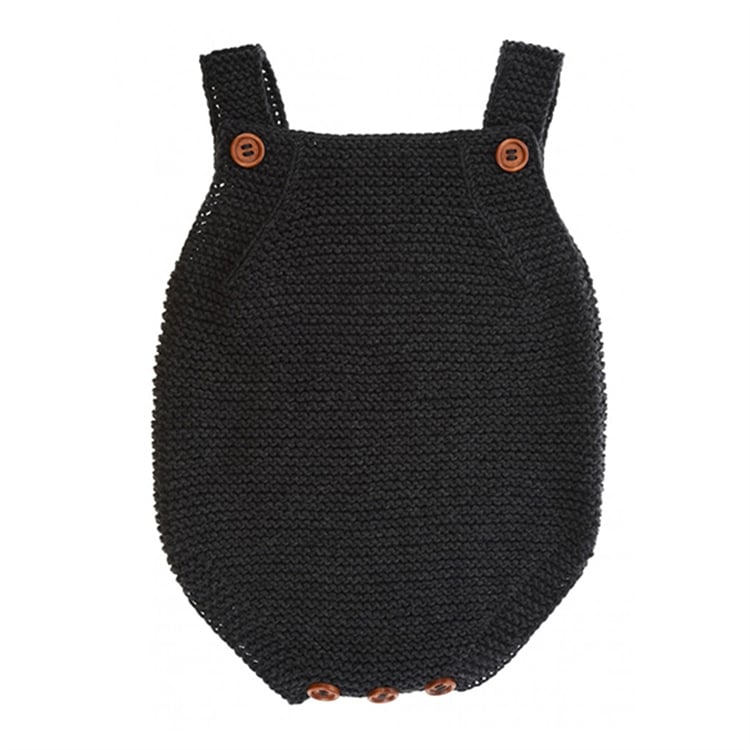Koyu Gri Örgü Bebek Tulumu