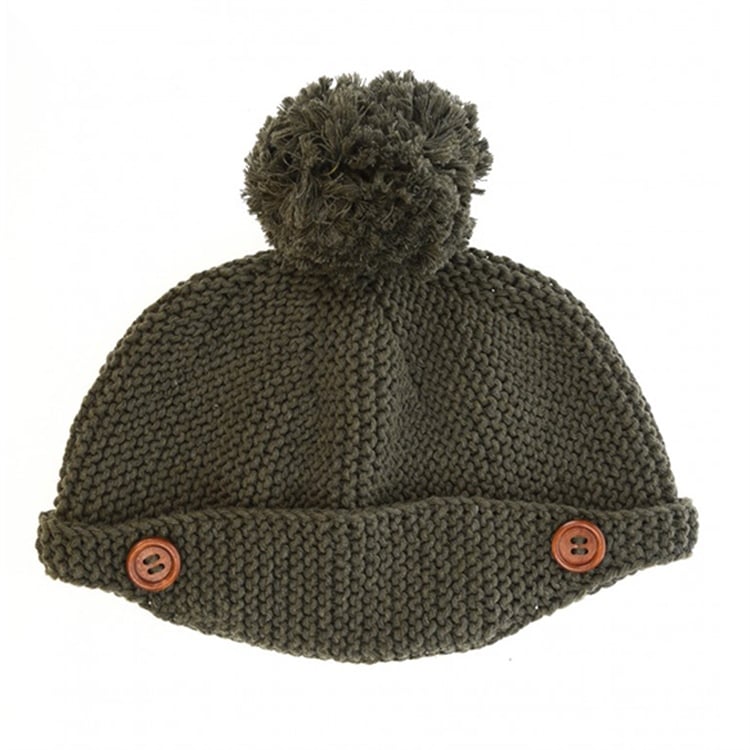 Koyu Yeşil Örgü Bebek Şapkası