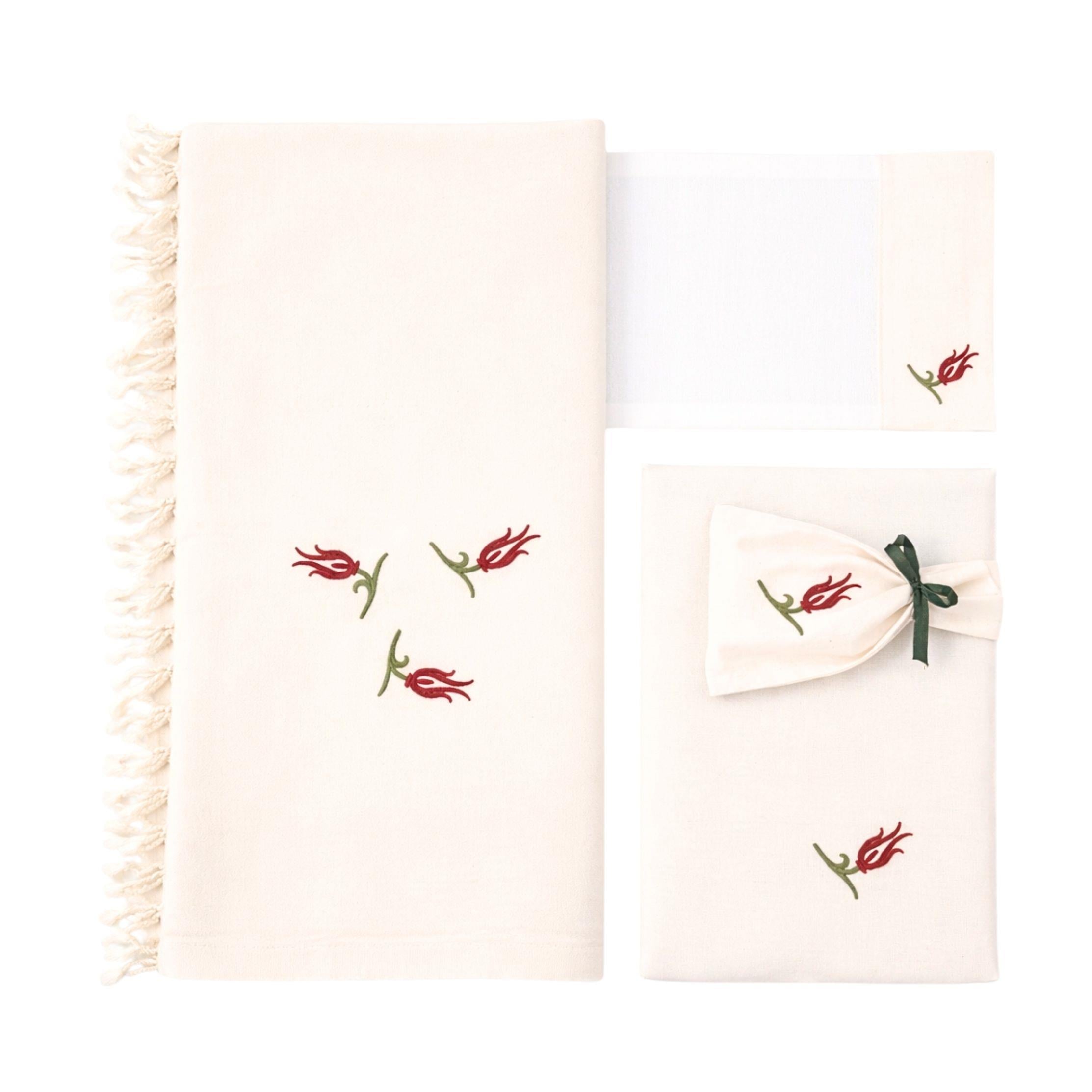 Lale Nakışlı Peştemal Seti