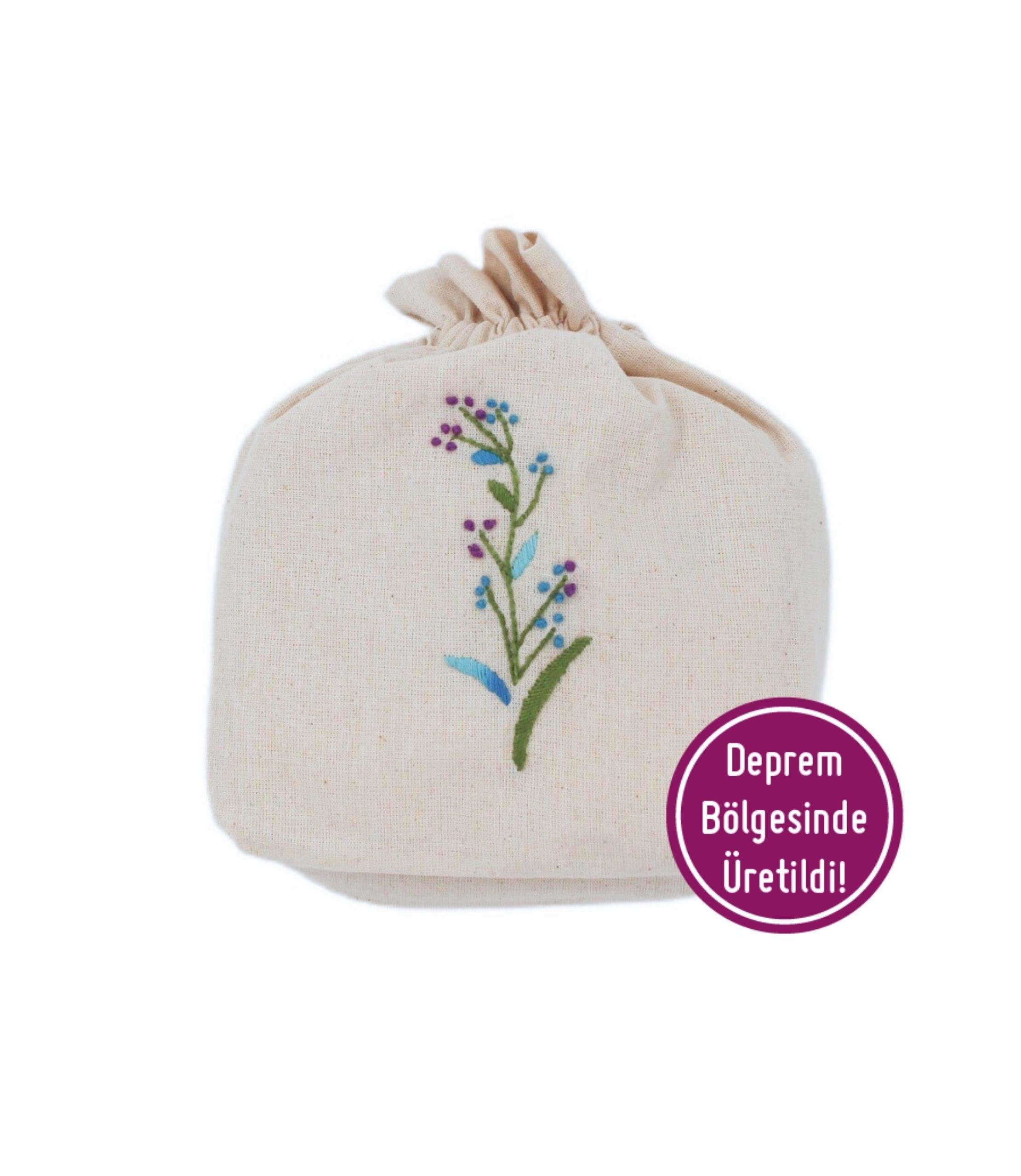 MAVİ ÇİÇEK NAKIŞLI HAVLU KESESİ UMUTKENT