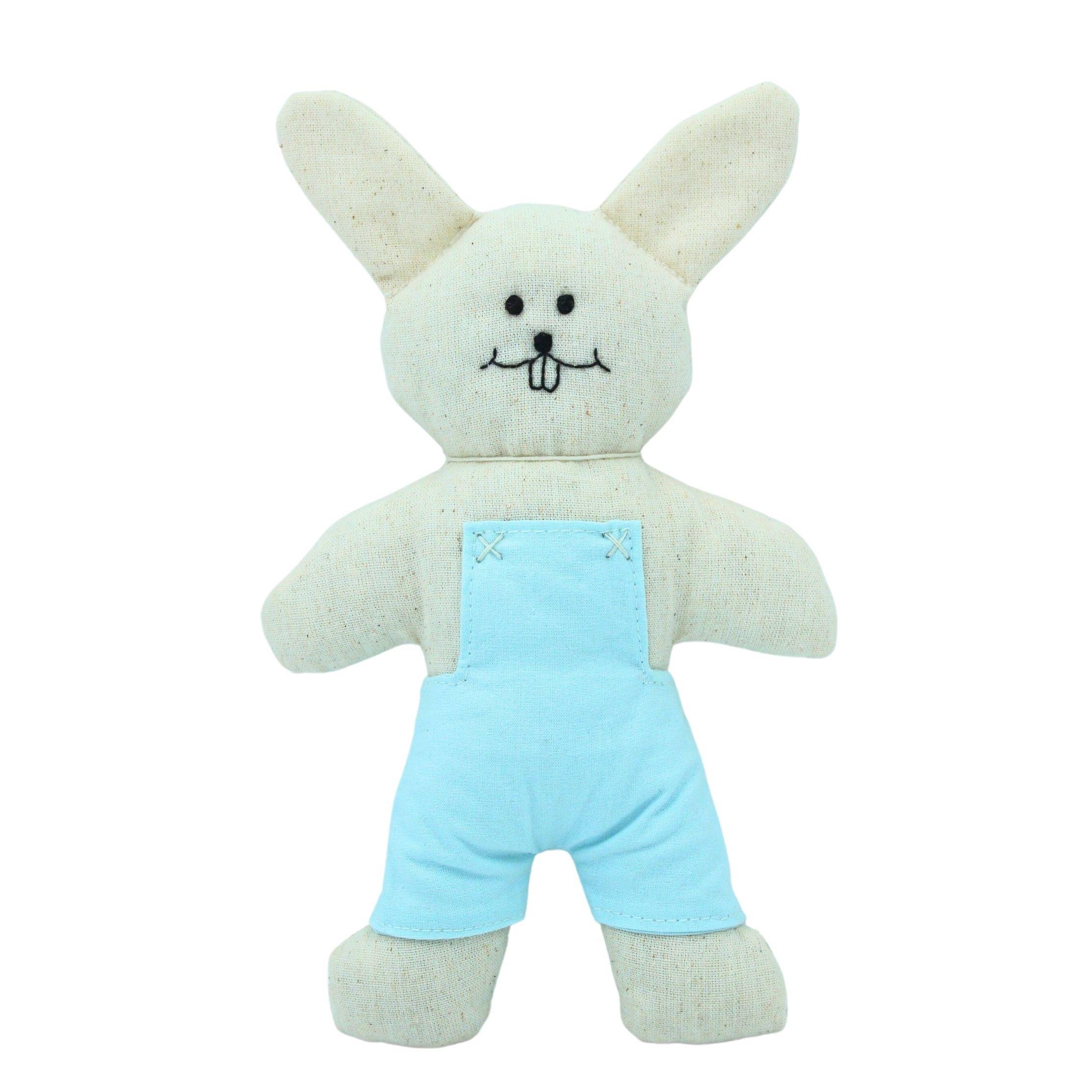 Mavi Tulumlu Tavşan Bez Oyuncak