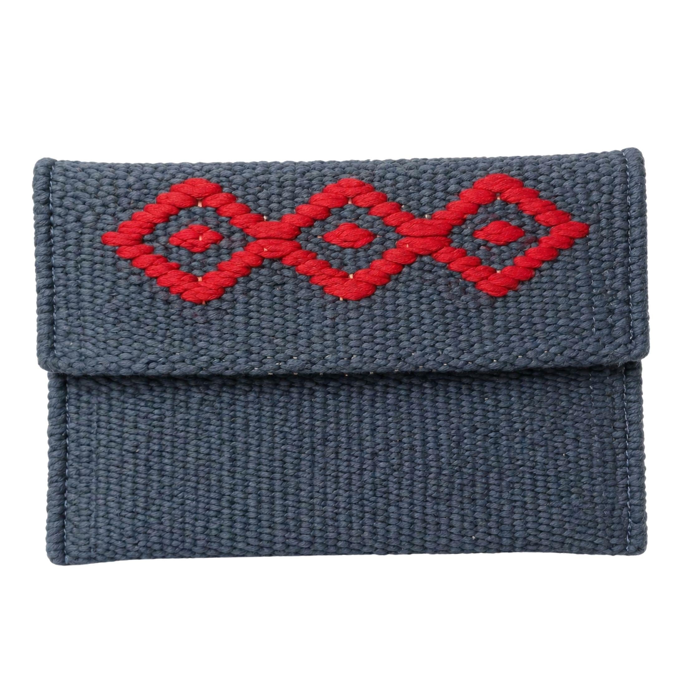 Mavi Üstüne Bordo Pamuk Cüzdan -SINABELI