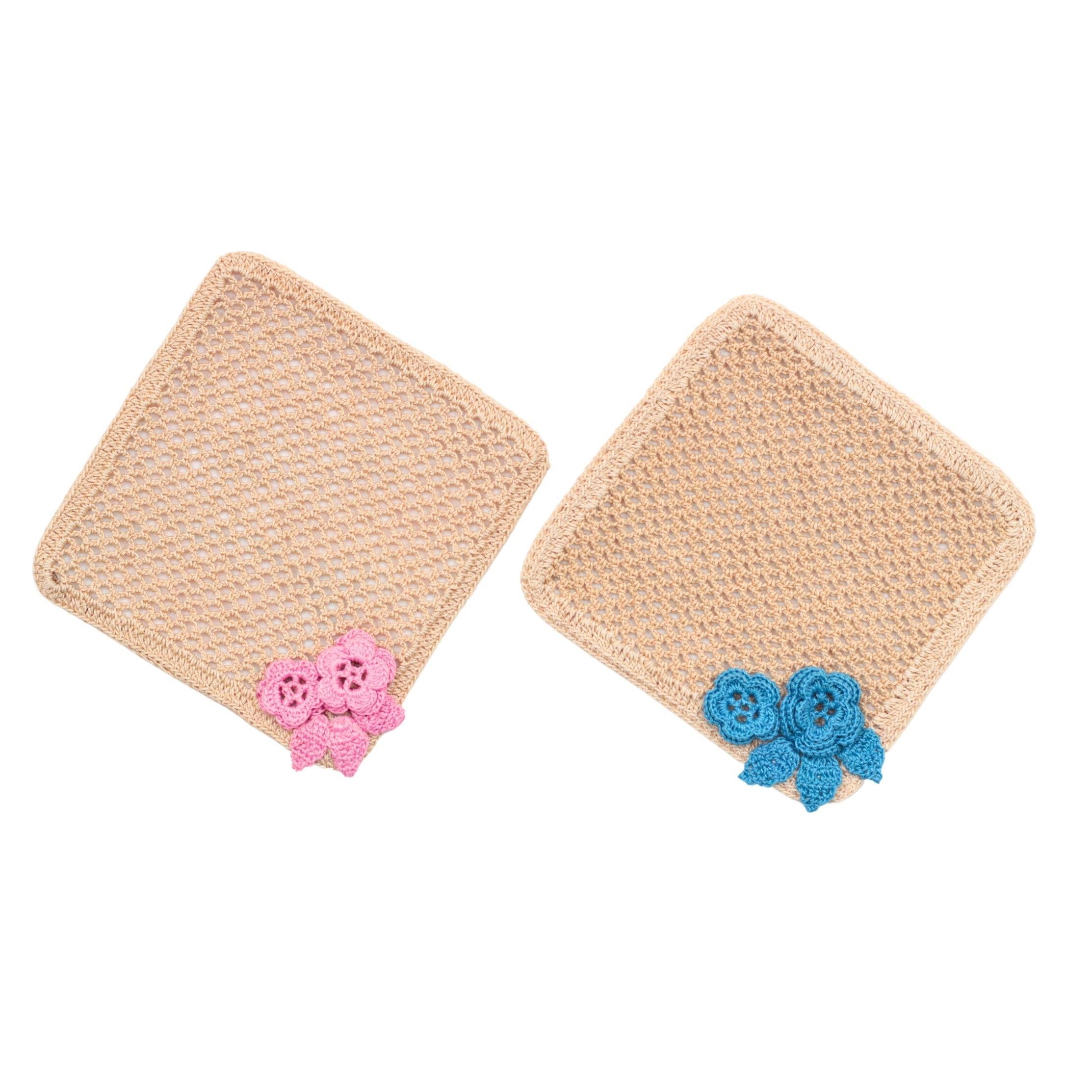 Mavi ve Pembe Tığ İşi İkili Bardak Altlığı