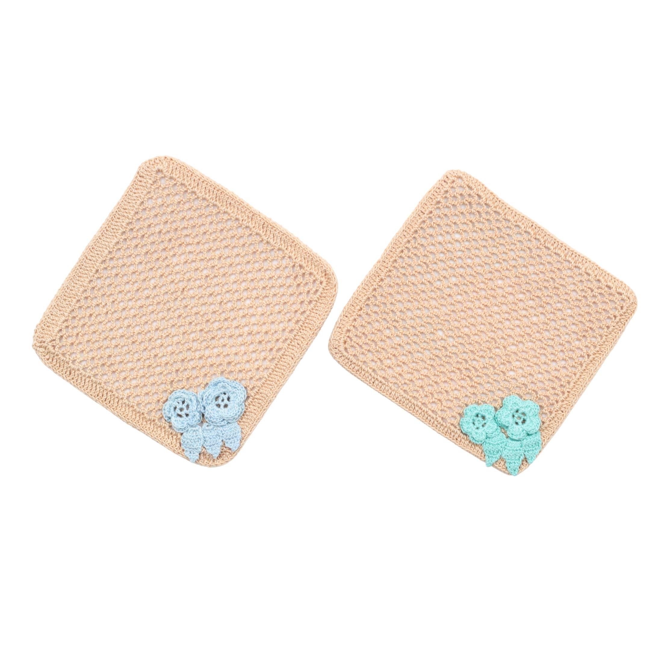 Mavi ve Yeşil Tığ İşi İkili Bardak Altlığı