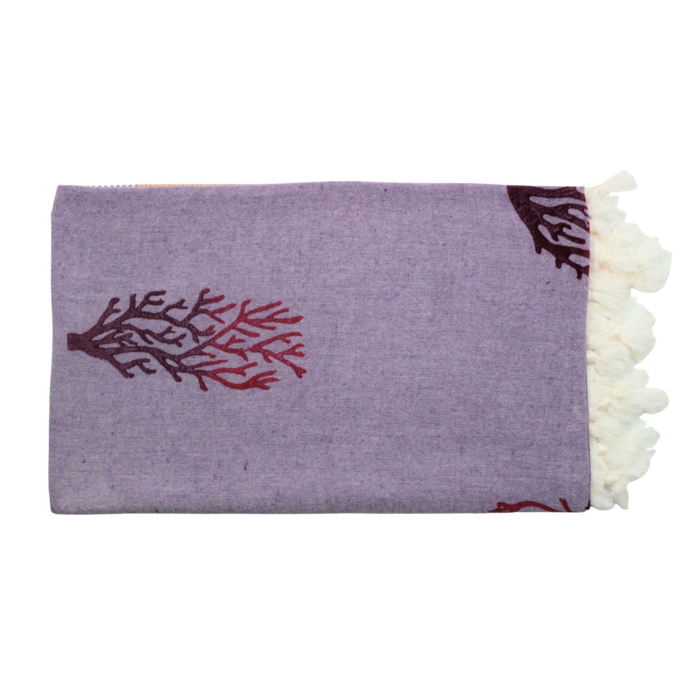 Mercan Desenli Eflatun Peştemal